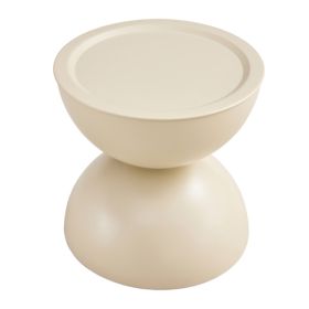 MILK WHITE Coffee Round Tables With STORGE MOVABLE TABLE TOP MULTIFUNCTIONAL END SIDE TABLE (Option: Milk White)