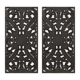 Distressed Carved Wood 2-piece Wall Decor Set (Option: Bronze)