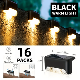 Solar Deck Lights Outdoor 16 Pack, Solar Step Lights Waterproof Led Solar lights for Outdoor Stairs, Step , Fence, Yard, Patio (Color: 16PCS Warm light)