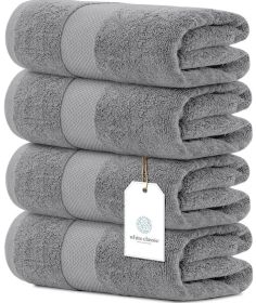 Luxury Bath Towels Set of 4 Large 700 GSM Cotton Ultra Soft Bath Towels 27x54 inch Highly Absorbent and Quick Dry Hotel Towels for Bathroom Luxury Plu (Brand: White Classic)