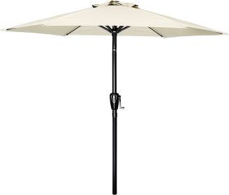 7.5 ft Patio Umbrella with Center Pole (Color: Beige)