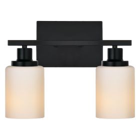 Bathroom Light Fixtures Brushed Brass 6-Light Bathroom Vanity Light, Modern Bathroom Lights Over Mirror with Milky White Glass Shade (Numbers of Light: 2-Light, Color: Black)