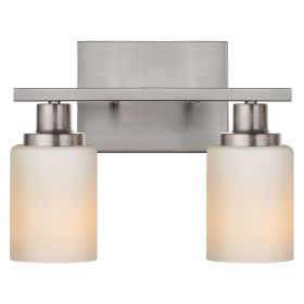 Bathroom Light Fixtures Brushed Brass 6-Light Bathroom Vanity Light, Modern Bathroom Lights Over Mirror with Milky White Glass Shade (Numbers of Light: 2-Light, Color: Brushed Nickel)
