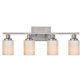 Bathroom Light Fixtures Brushed Brass 6-Light Bathroom Vanity Light, Modern Bathroom Lights Over Mirror with Milky White Glass Shade (Numbers of Light: 4-Light, Color: Brushed Nickel)