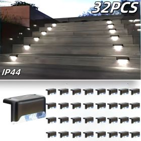 16PCS solar outdoor light, spring camping outdoor light, outdoor LED step light, solar charging, suitable for balconies, terraces, stairs, fences (Color: 32PCS-baise-1)