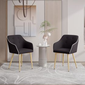 The modern style dining chair imitating linen is suitable for various environments and is applicable to restaurants, living rooms and offices (Color: Black)