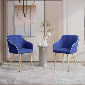 The modern style dining chair imitating linen is suitable for various environments and is applicable to restaurants, living rooms and offices (Color: Blue)